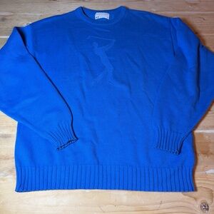 Vintage Lord Jeff USA Golf Sweater Blue 100% Cotton Knit Golfer Design XLarge